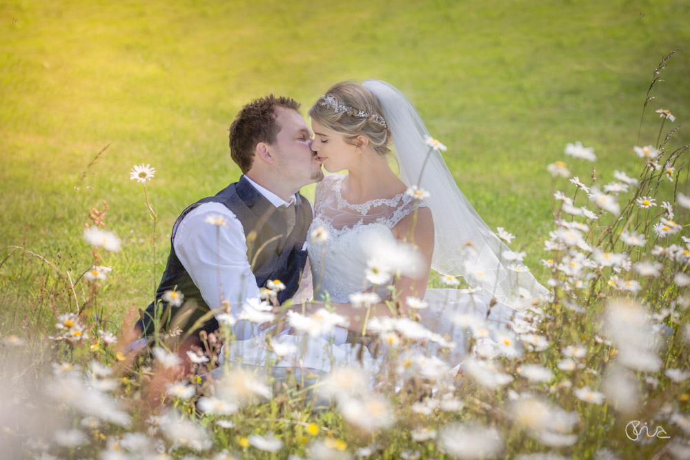 Bridal and groom at Pangdean Barn in East Sussex