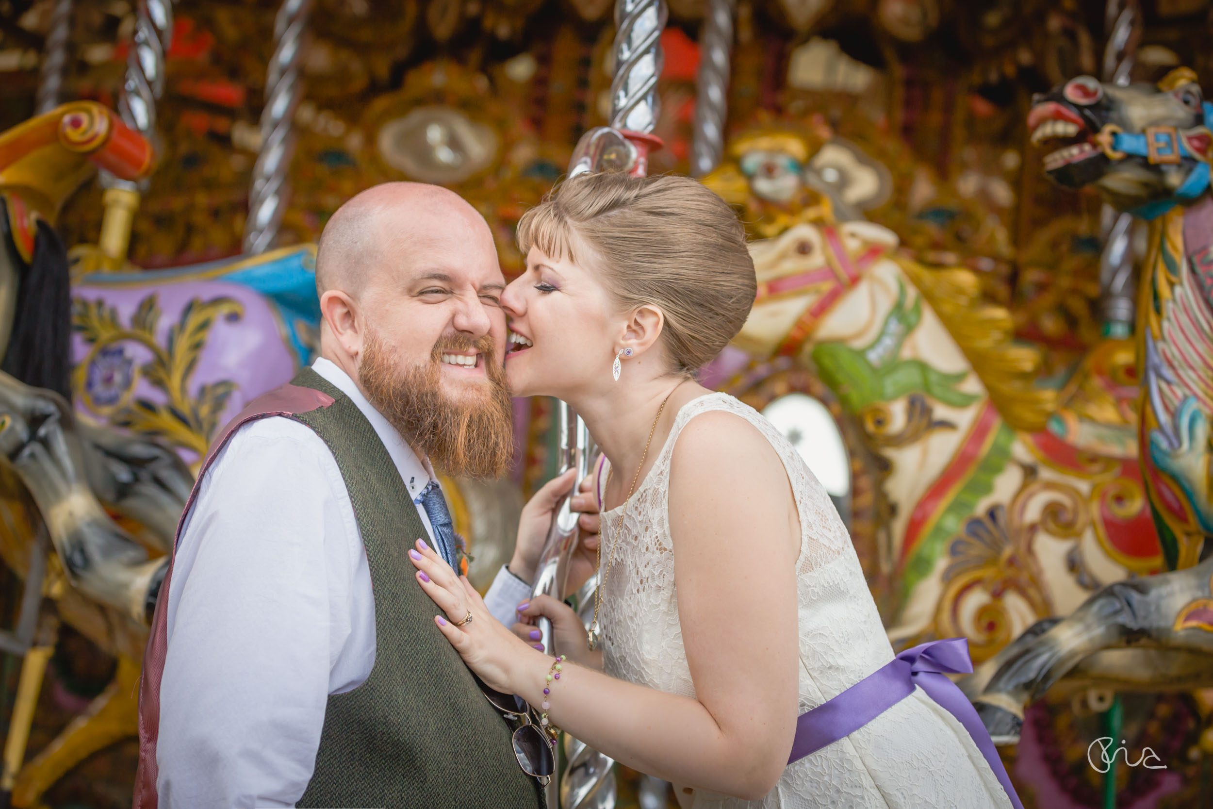 Bridal and groom at Pangdean Barn in East Sussex