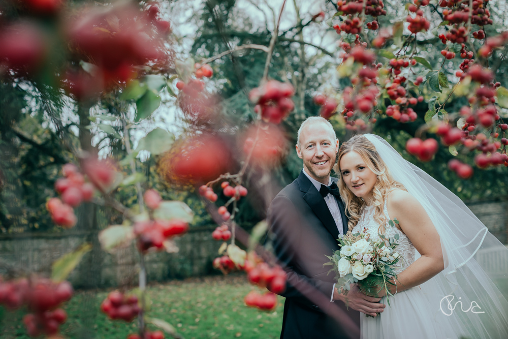 Bride and groom shot at Bury Manor Barn