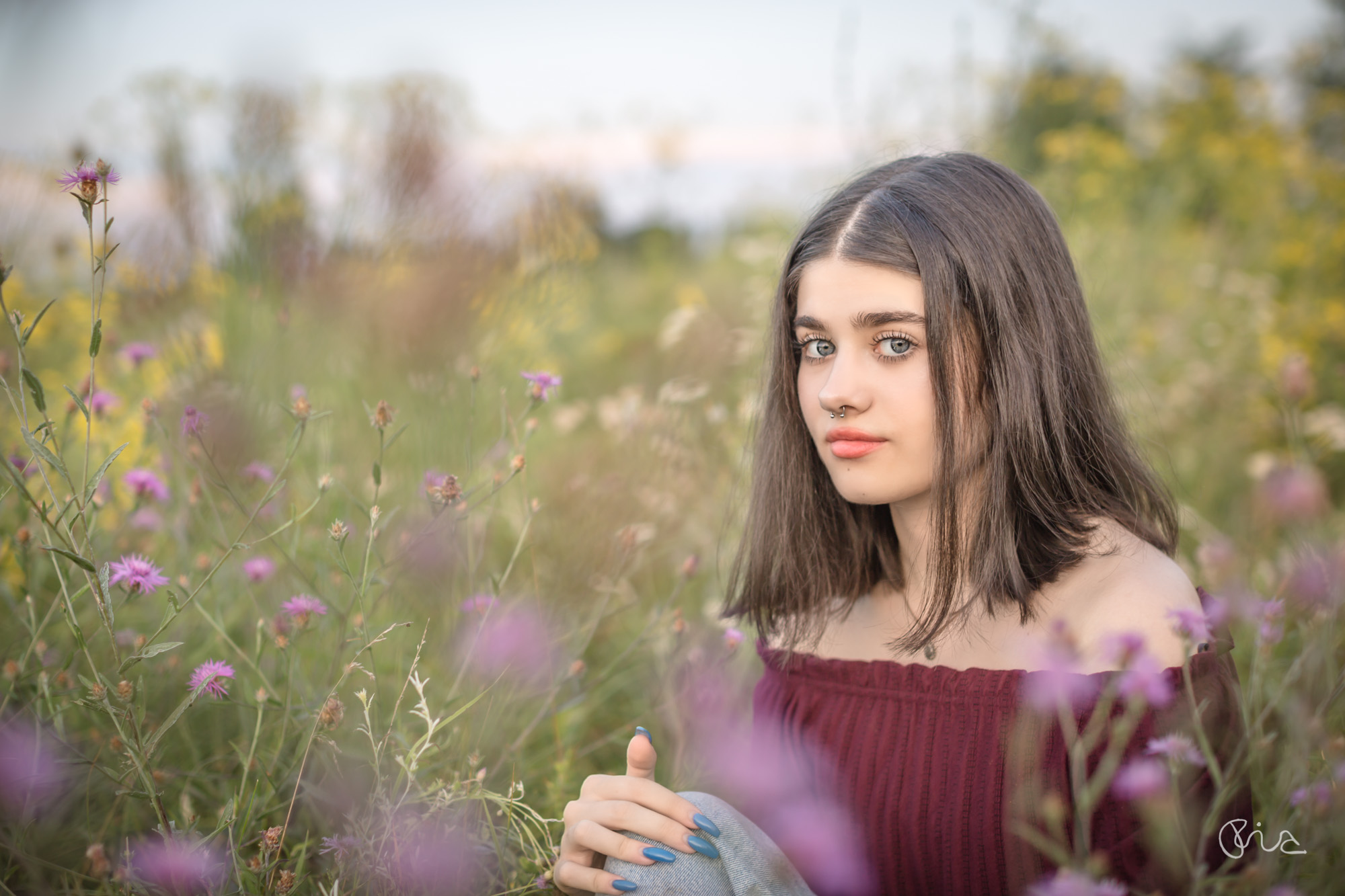 Portrait shoot with wild flowers