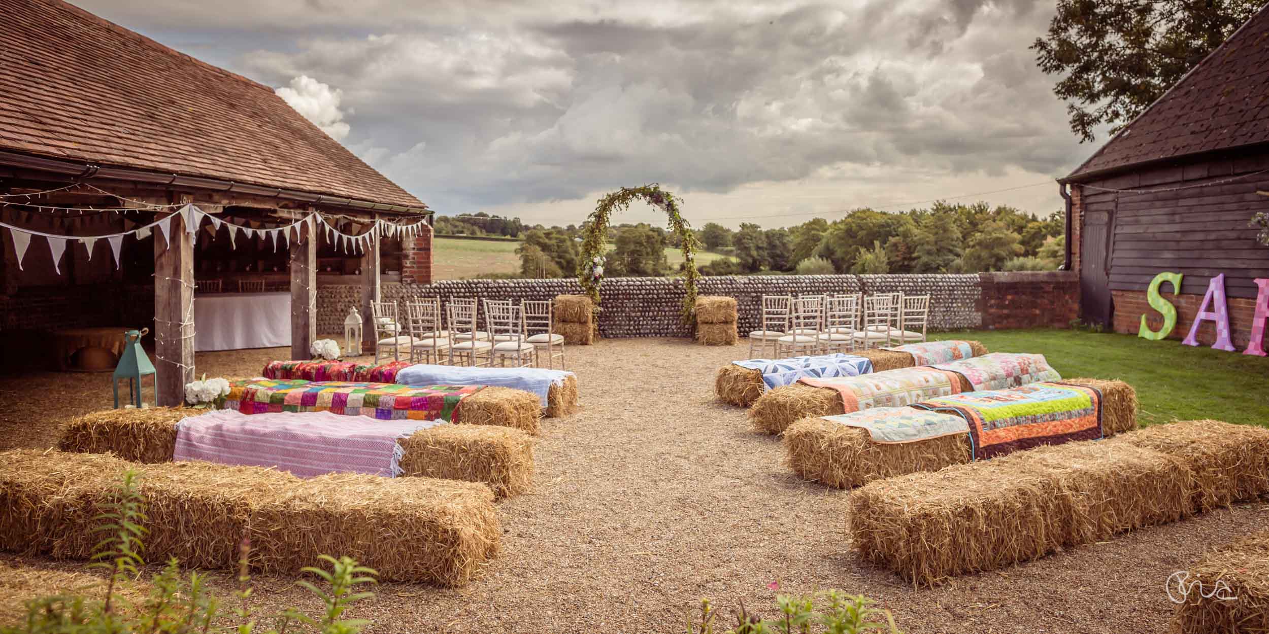 Festival wedding at the Sussex Barn