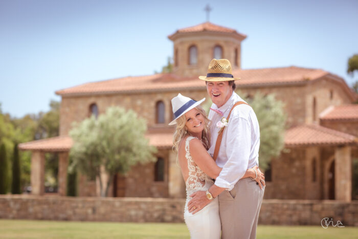 Bride and Groom at Sani Beach wedding in Greece