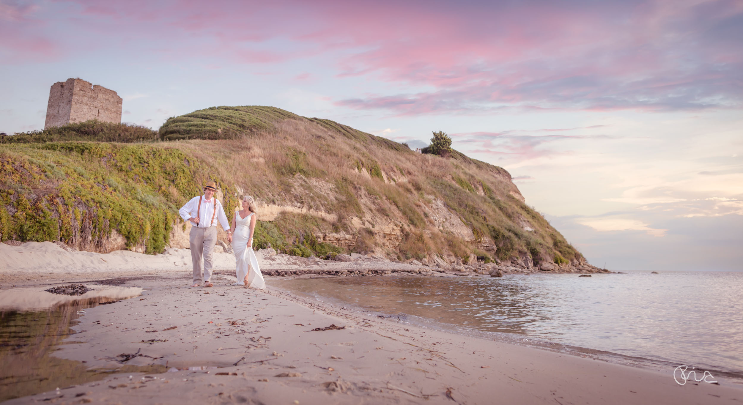 Bride and Groom at Sani Beach wedding in Greece