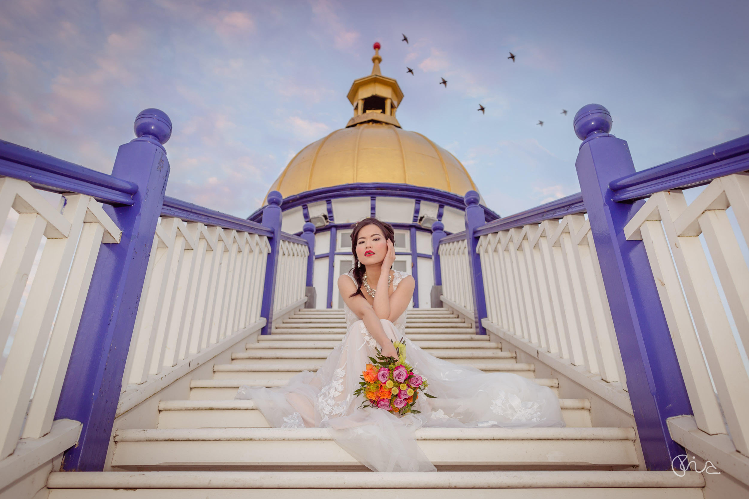 Bride at Eastbourne Pier