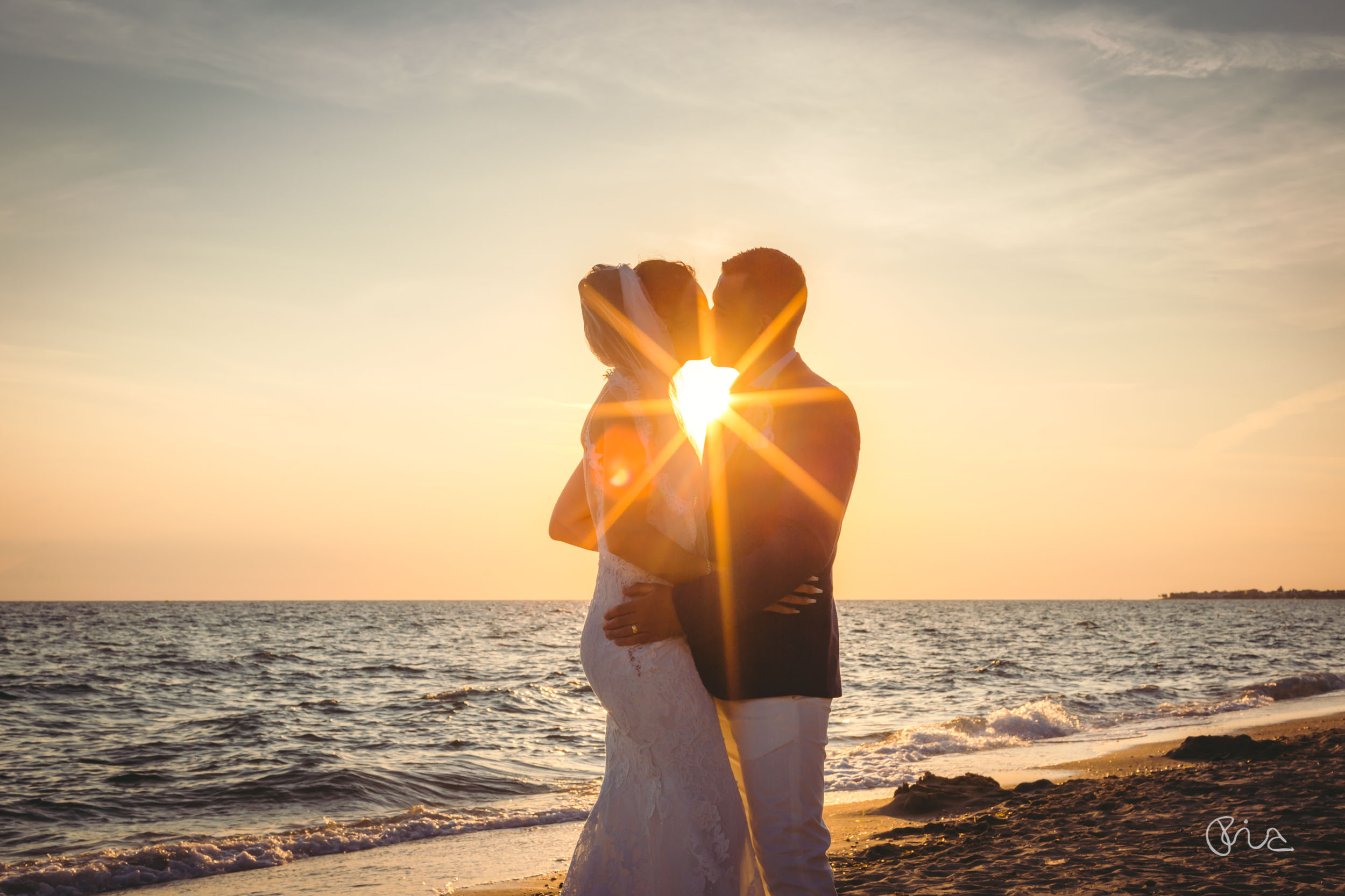 Sunset photos at Ikos Oceania wedding in Greece