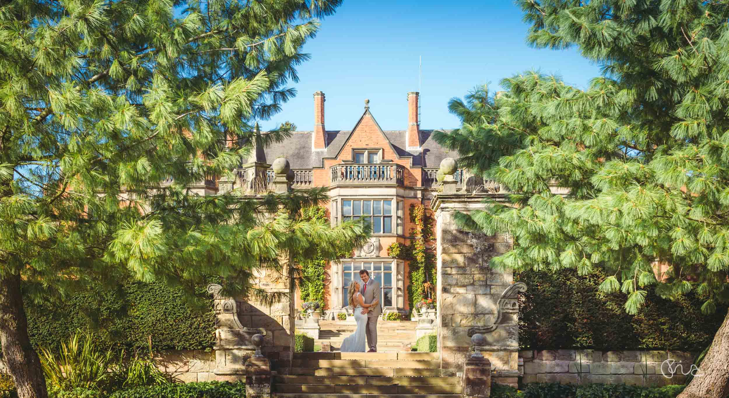 Bride and groom at Hoar Cross Hall Hotel wedding