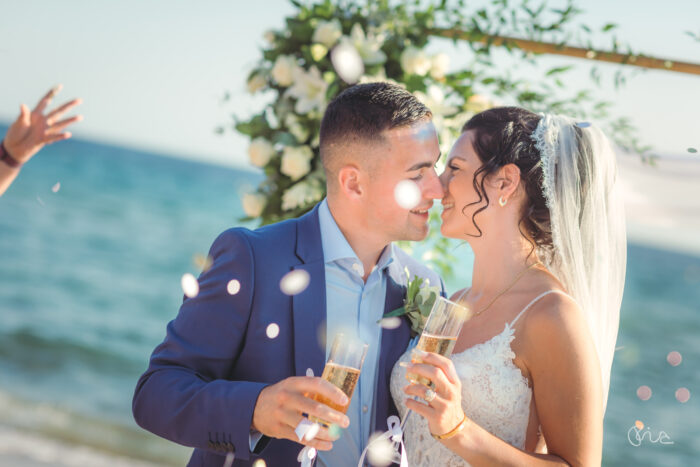Bride and groom at Ikos Oceania weddings
