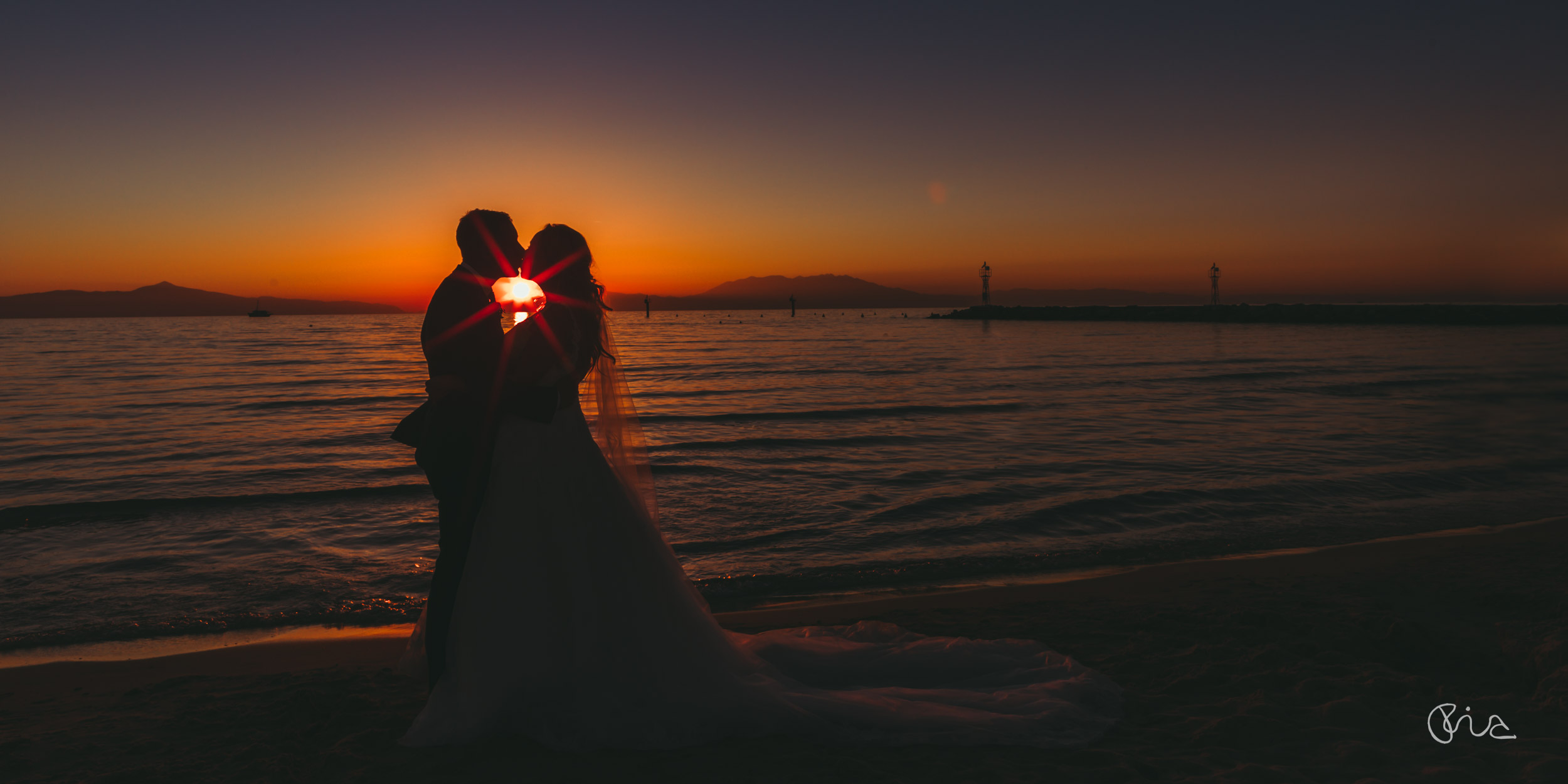 Sunset at Sani resort wedding in Greece
