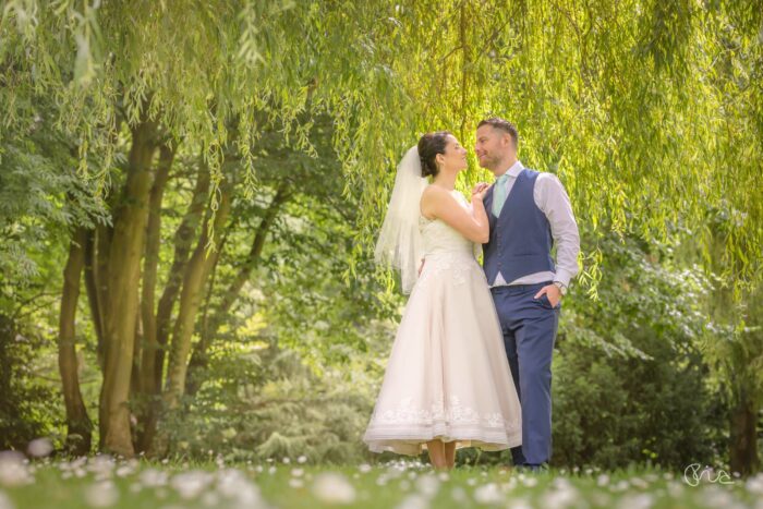 Bride and groom at the Powdermills Hotel wedding in Battle