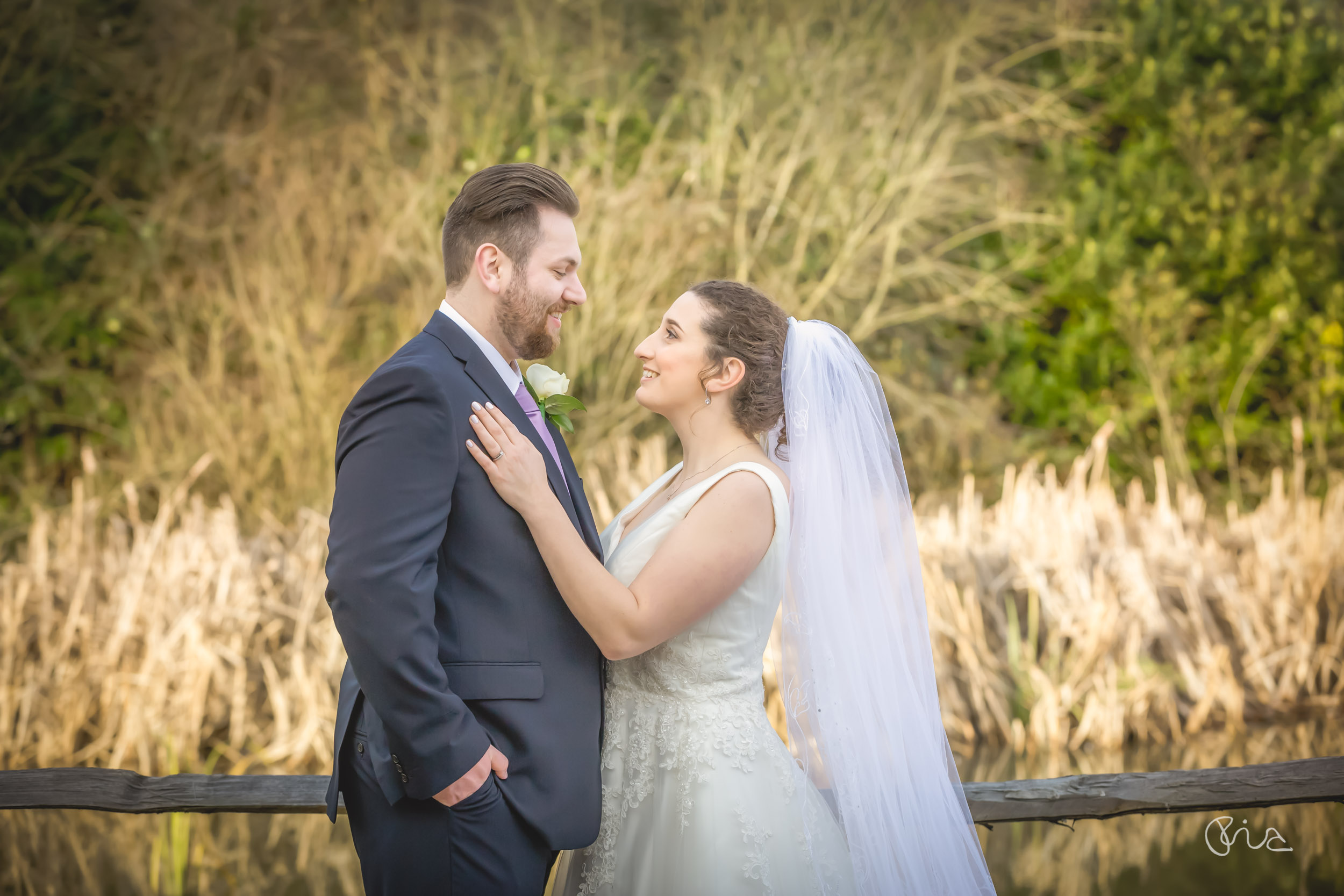 Bride and Groom at Random Hall Hotel wedding in West Sussex