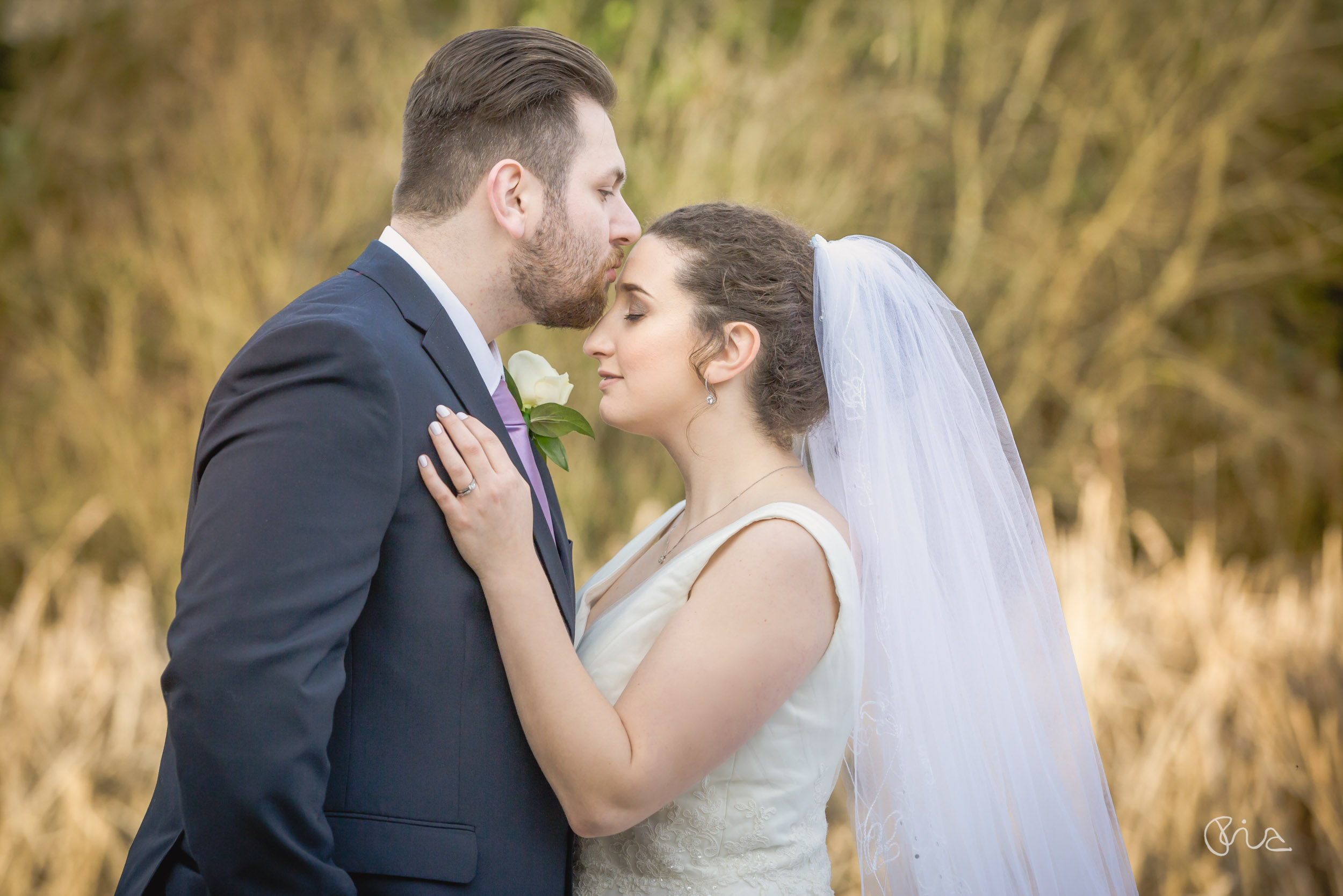 Bride and Groom at Random Hall Hotel wedding in West Sussex