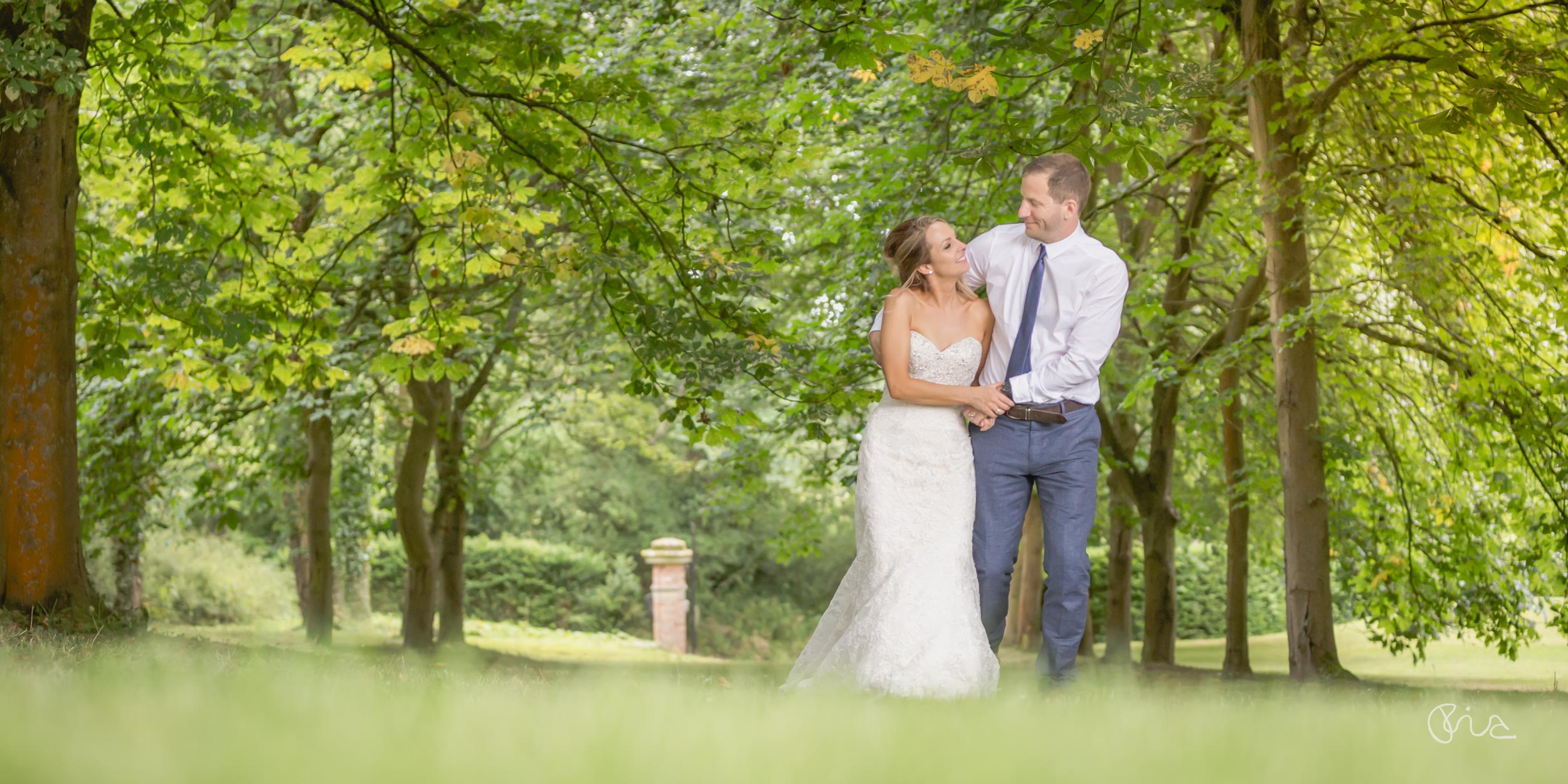 Bride and groom at Warwickshire wedding