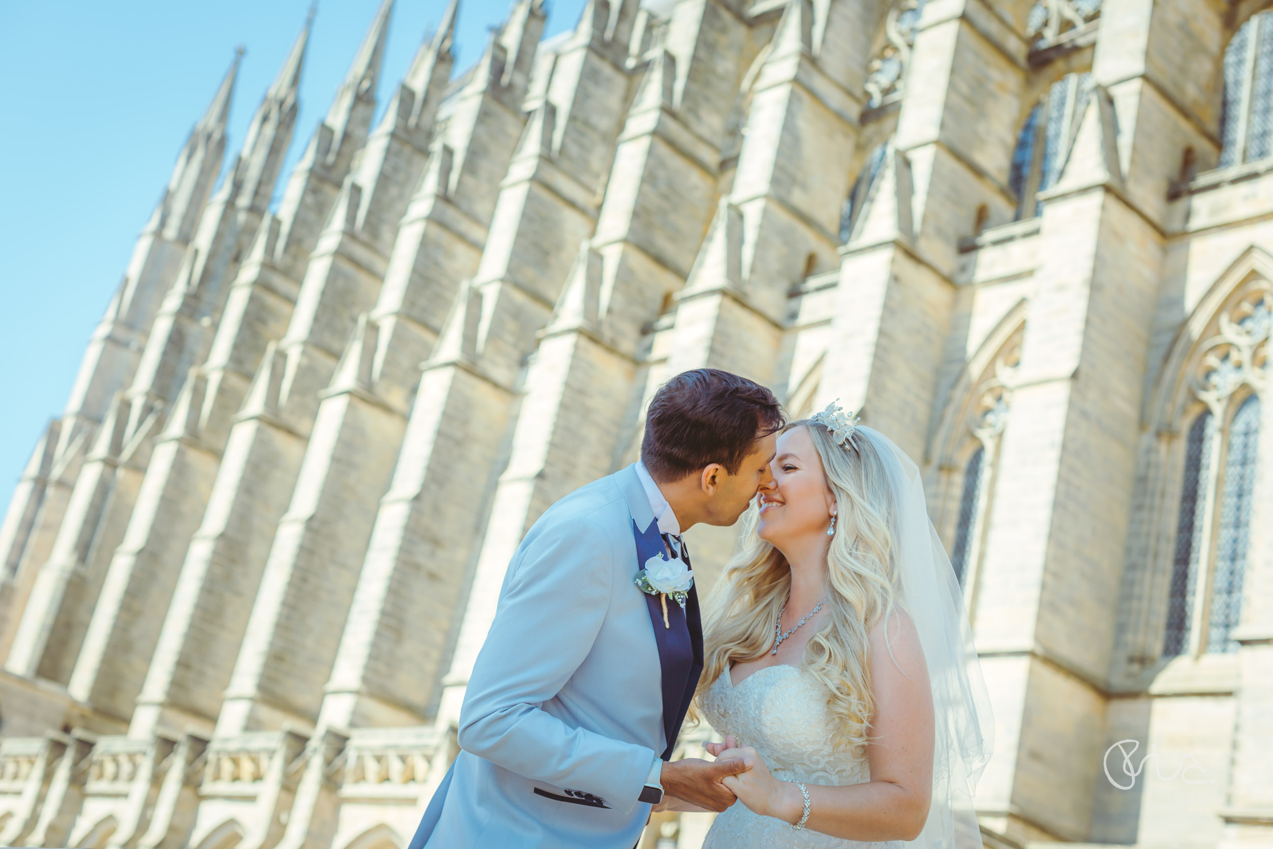 Bride and Groom at Lancing College Chapel wedding