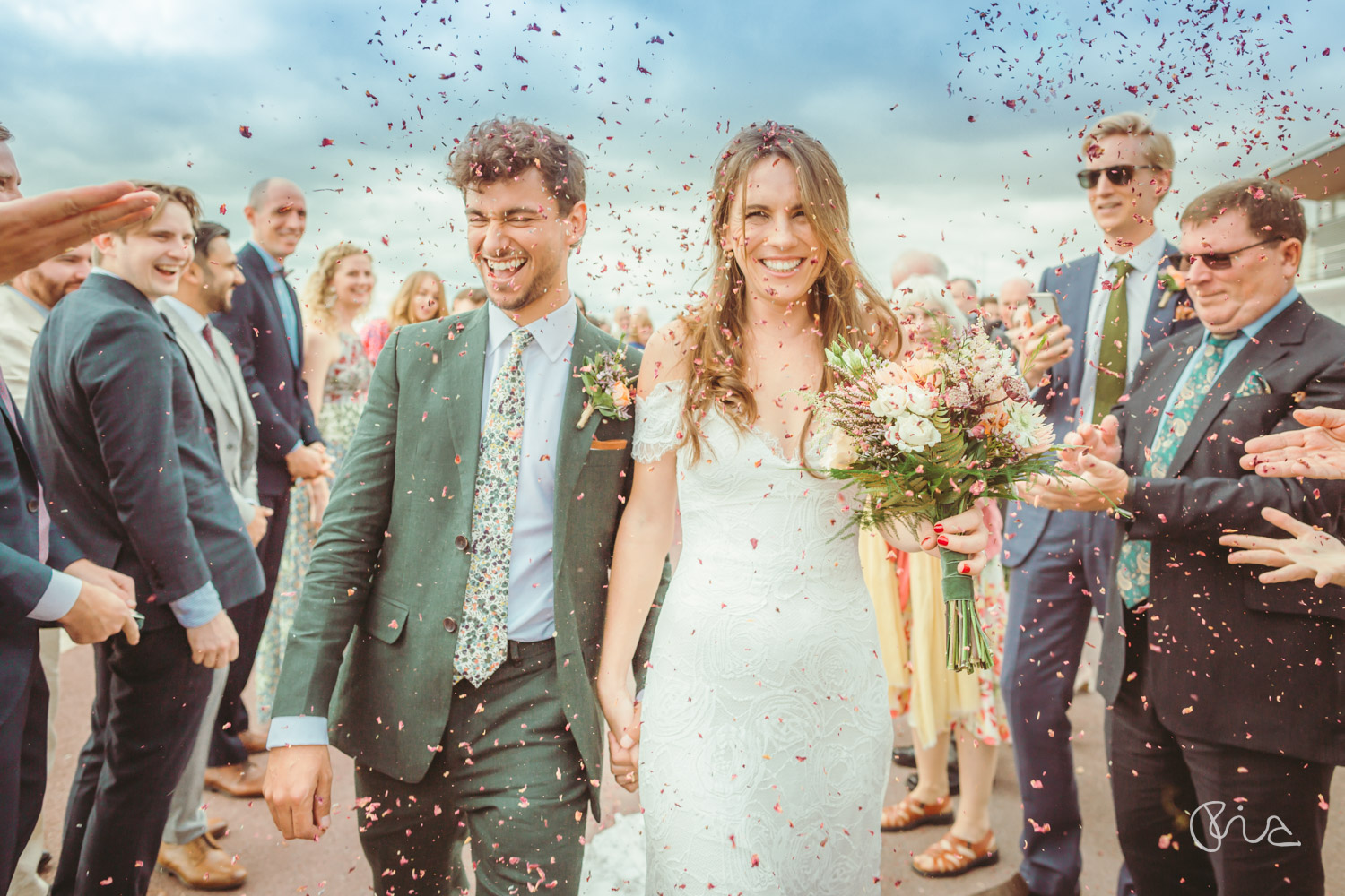 Confetti shot at Hastings wedding