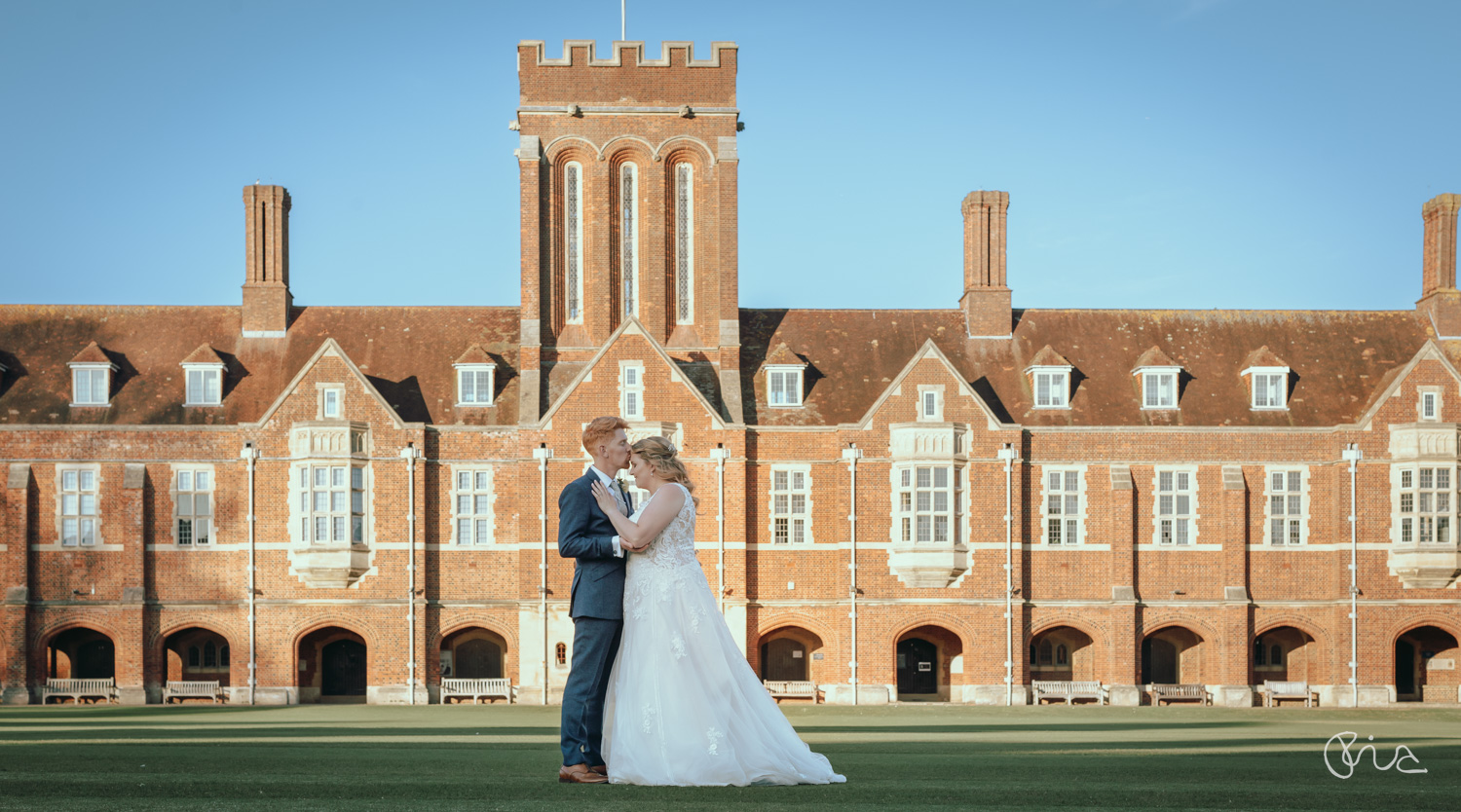 Bride and groom at Eastbourne College wedding