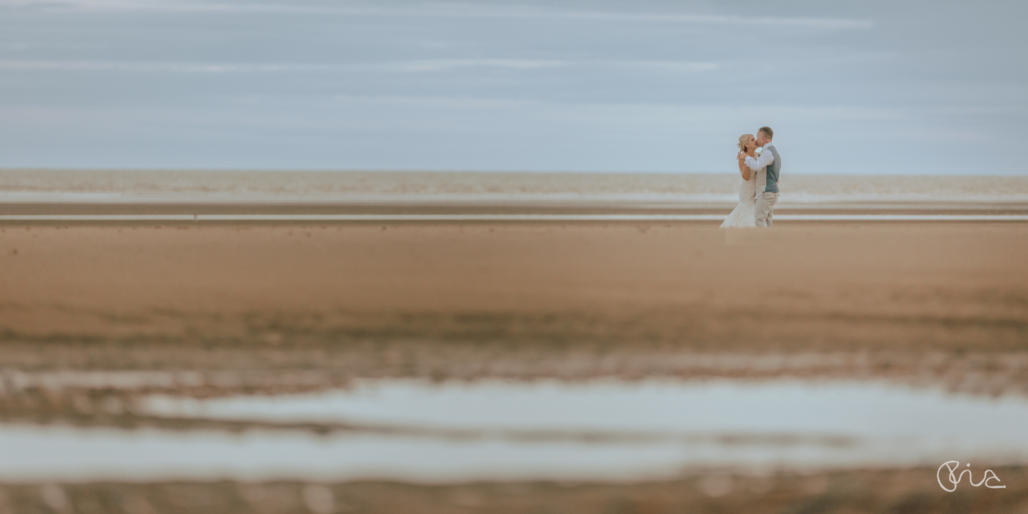 Bride and groom at Camber Sands