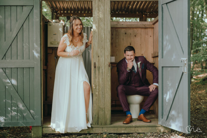 Bride & groom at Hawthbush Farm