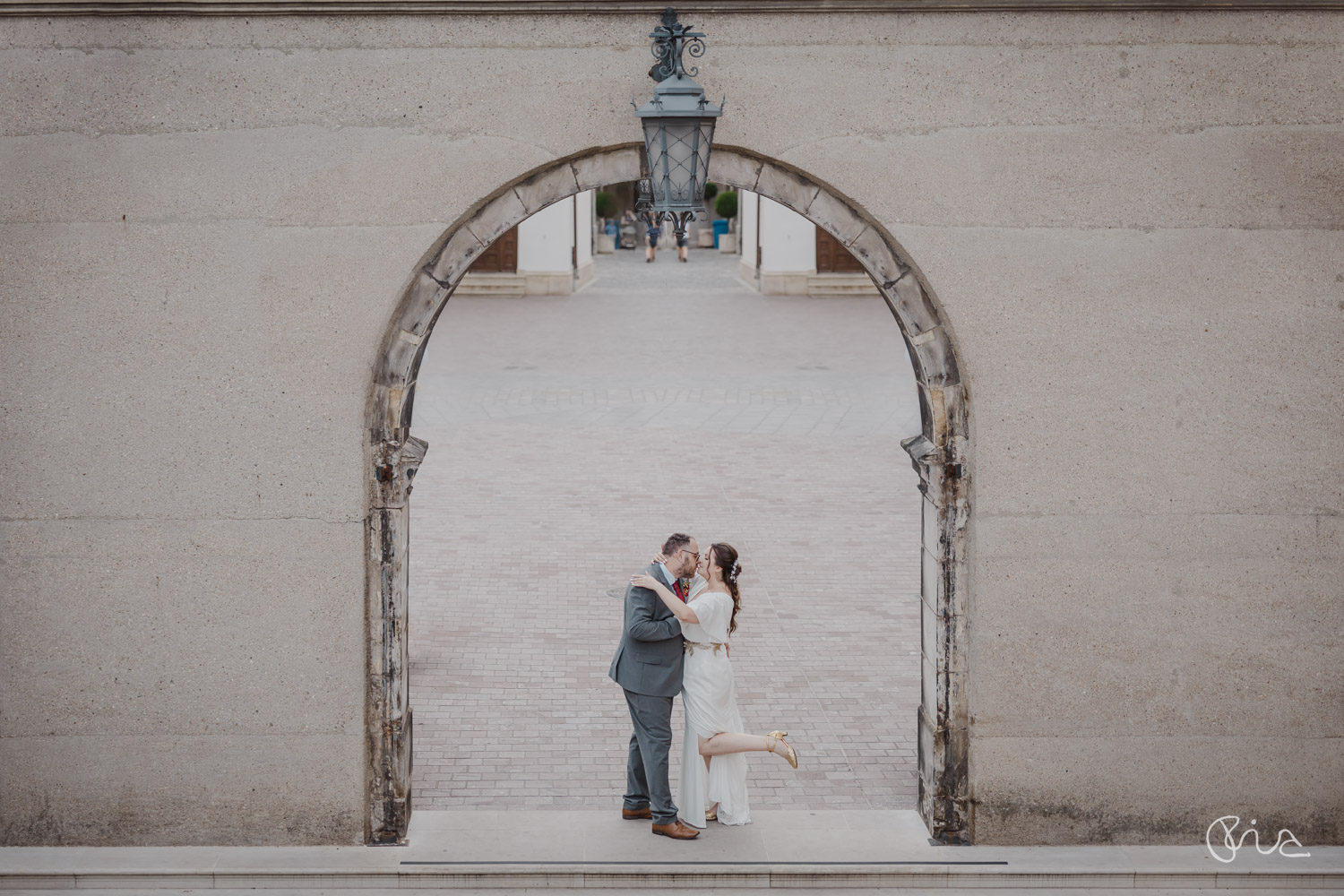 Bride and groom photos in Jasna Gora Monastery, Poland