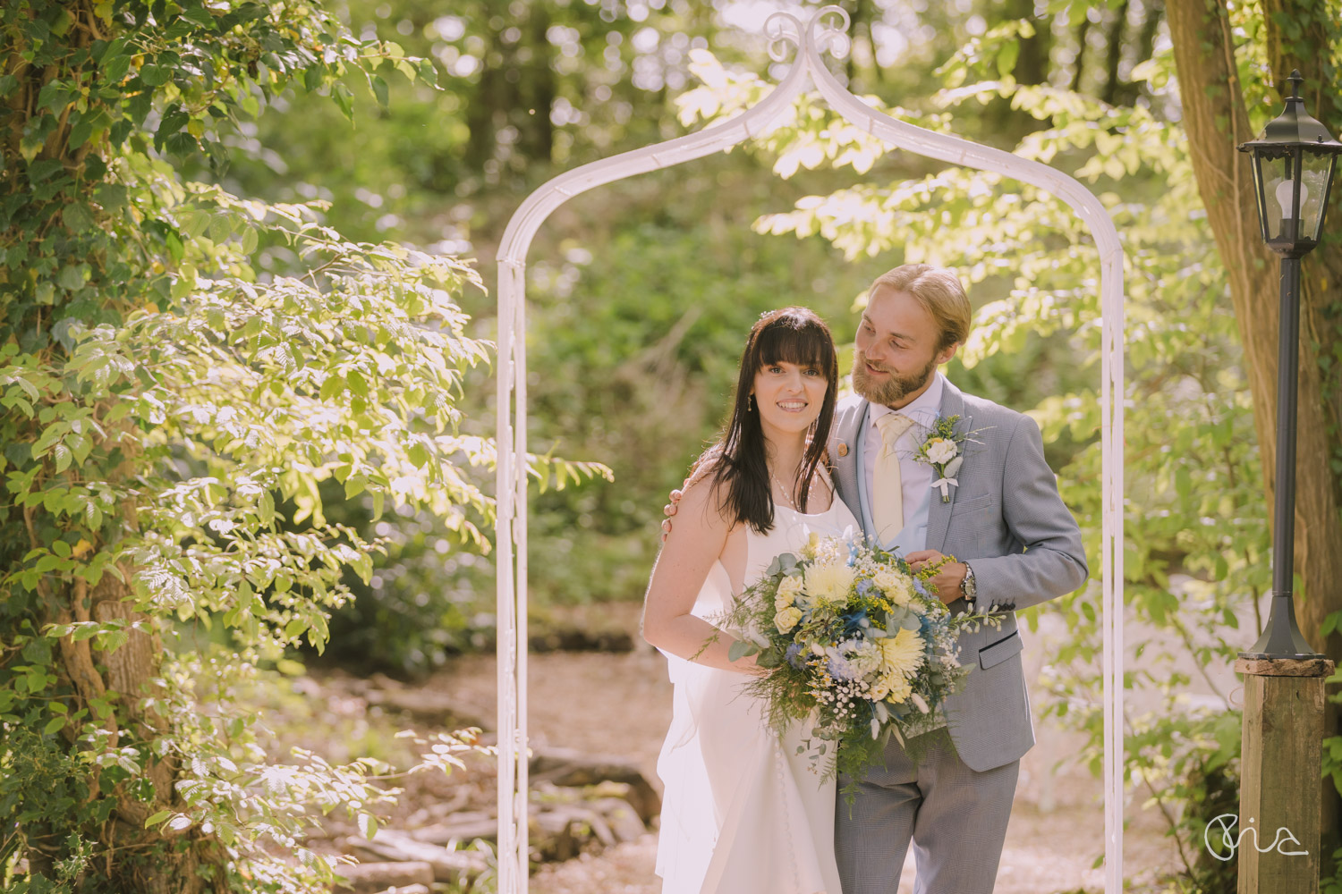 Bride and groom at Swallows Oast